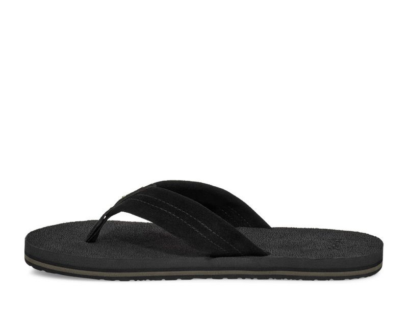 Sanuk Beer Cozy Stacker Suede Men's Flip Flops Black | Canada 260DFM